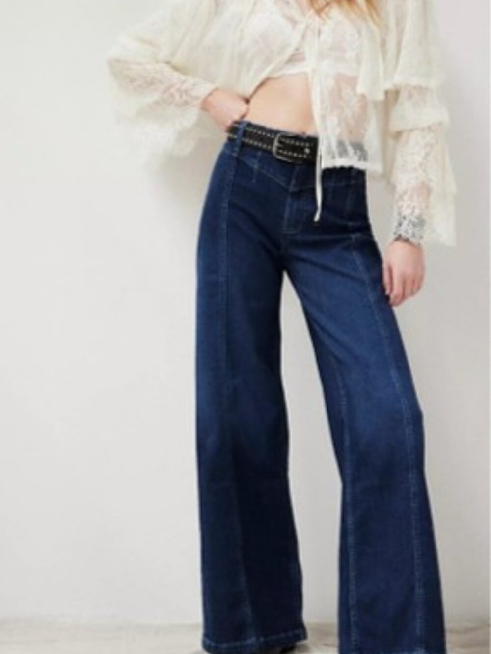 Free People Libre Jeans Dark Wash Wide Leg High Rise 32 NWT